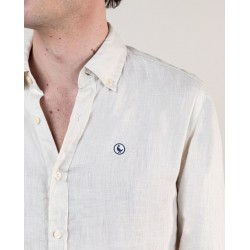 Camisa de lino beige El Ganso para hombre | Camisa fresca verano