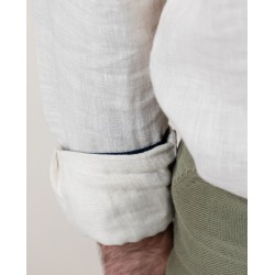 Camisa de lino beige El Ganso para hombre | Camisa fresca verano