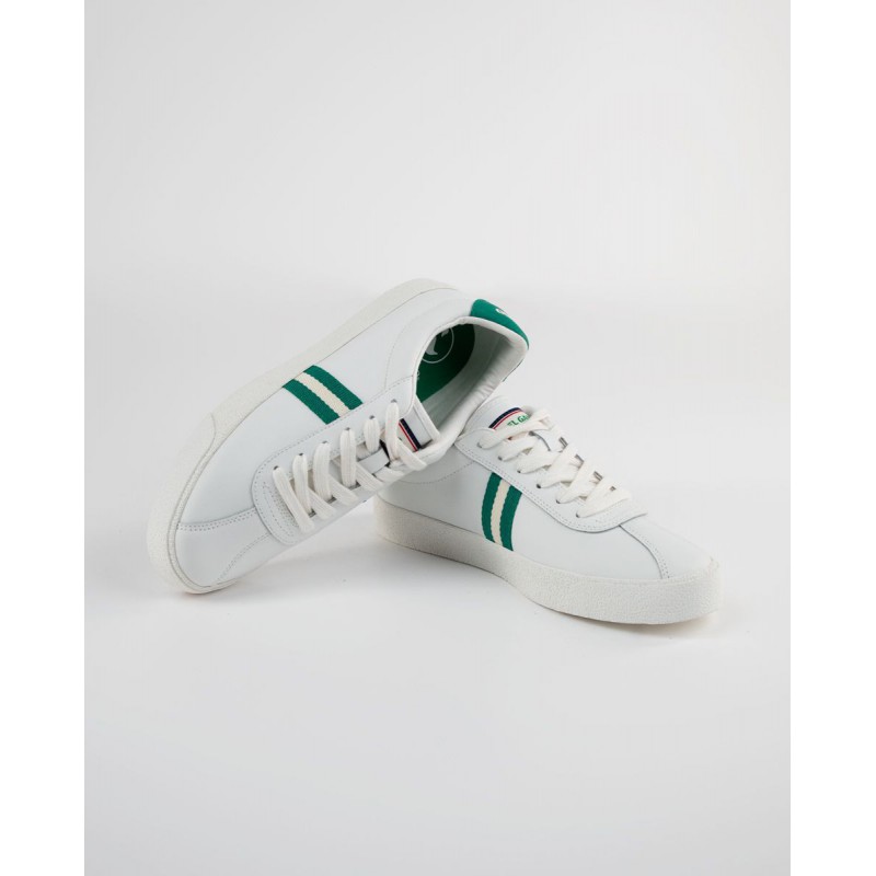 Zapatillas piel blancas/lista verde EL GANSO