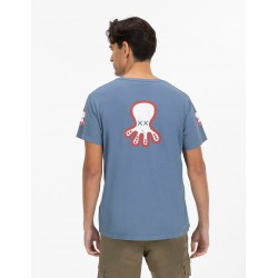 Camiseta Logo Desgastado Azul El Pulpo