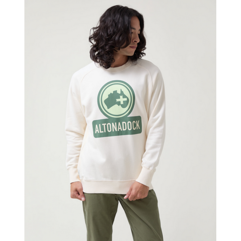 Sudadera blanco roto logo verde Altonadock