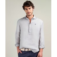 Camisa polera de lino gris para hombre – Fresca, ligera y elegante