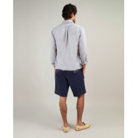 Camisa polera de lino gris para hombre – Fresca, ligera y elegante