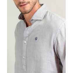 Camisa polera de lino gris para hombre – Fresca, ligera y elegante