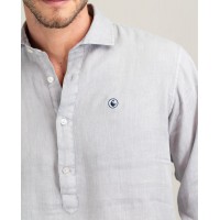 Camisa polera de lino gris para hombre – Fresca, ligera y elegante