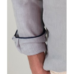 Camisa polera de lino gris para hombre – Fresca, ligera y elegante