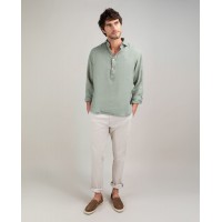 Camisa de lino para hombre estilo polera | 100% lino y detalles a contraste