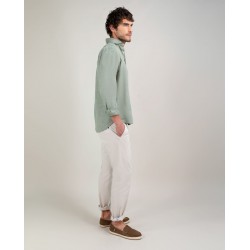 Camisa de lino para hombre estilo polera | 100% lino y detalles a contraste