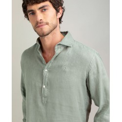 Camisa de lino para hombre estilo polera | 100% lino y detalles a contraste
