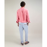 Camisa de lino coral para hombre | Camisa fresca de verano