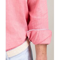 Camisa de lino coral para hombre | Camisa fresca de verano