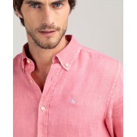 Camisa de lino coral para hombre | Camisa fresca de verano