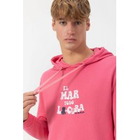 Sudadera Capucha El Mar Todo Lo Cura Rosa El Pulpo