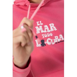 Sudadera Capucha El Mar Todo Lo Cura Rosa El Pulpo