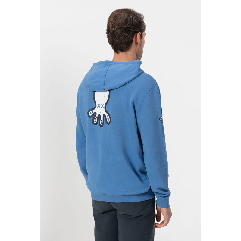 Sudadera Capucha Logo Azul El Pulpo