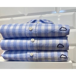 Camisa Eolo cuadros celeste
