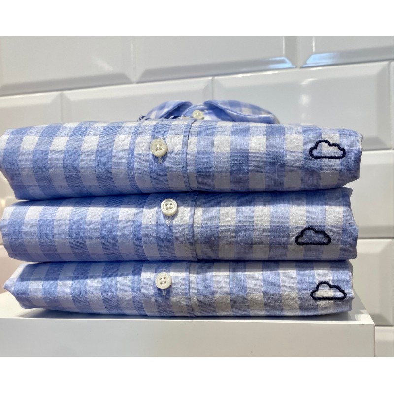 Camisa Eolo cuadros celeste