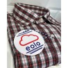 Camisa Blanca Cuadro Rojo Pequeño Hombre – Cuello Italiano | Algodón Fácil Planchado