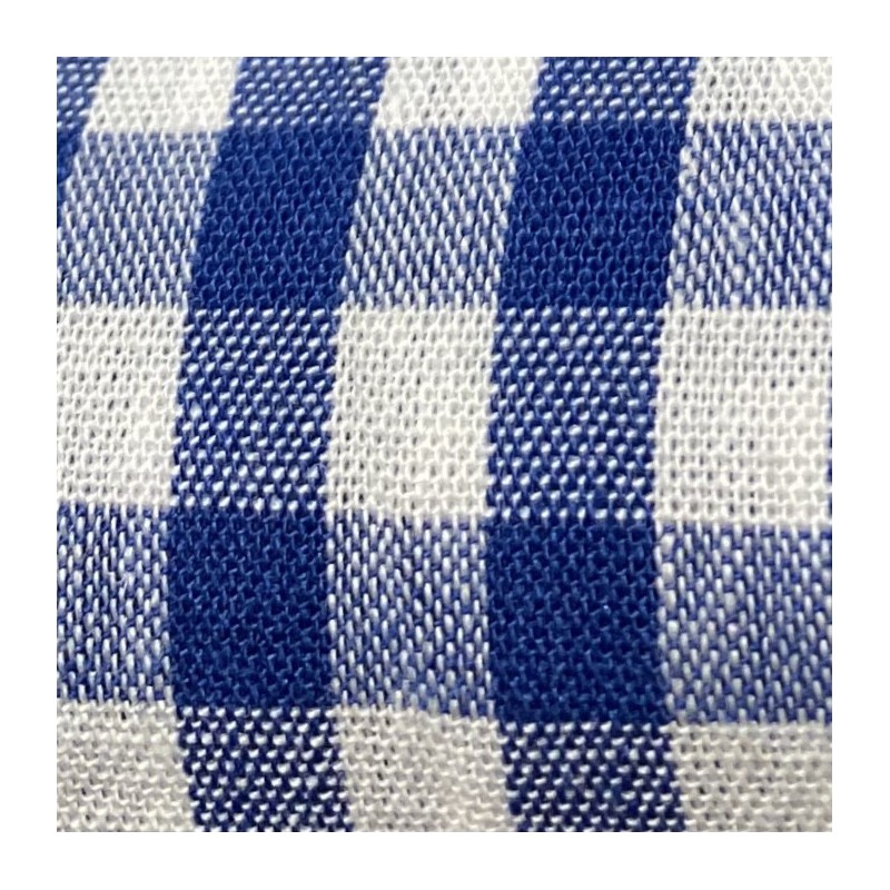 Camisa Hombre Cuadro Mediano Azul – Blanca con Cuello Italiano | Algodón y Lino Camisa Hombre Cuadro Mediano Azul – Blanca con Cuello Italiano | Algodón y Lino