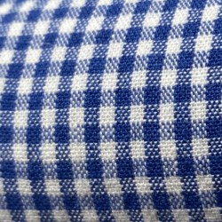 Camisa Blanca Cuadro Azul Pequeño Hombre – Algodón y Lino | Cuello Italiano