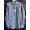 Camisa Blanca Cuadro Azul Pequeño Hombre – Algodón y Lino | Cuello Italiano
