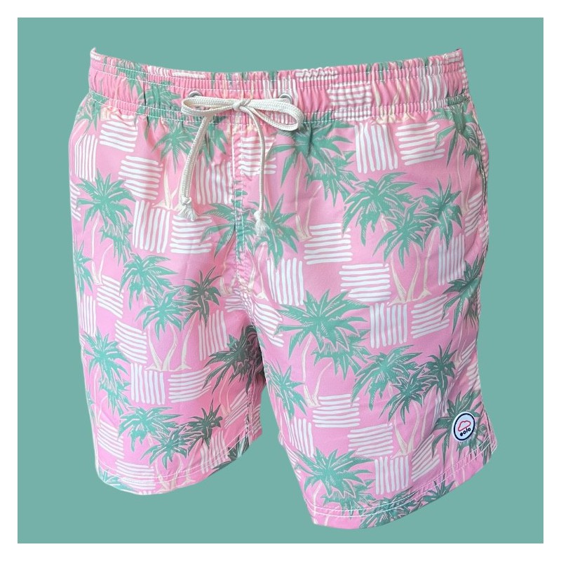 Bañador Hombre Eolo Palmeras Rosa | Tropical, Cómodo y Secado Rápido