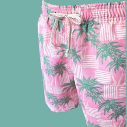 Bañador Hombre Eolo Palmeras Rosa | Tropical, Cómodo y Secado Rápido