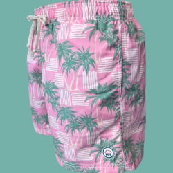 Bañador Hombre Eolo Palmeras Rosa | Tropical, Cómodo y Secado Rápido