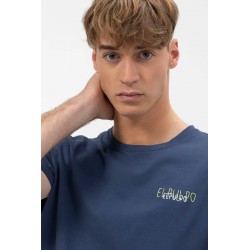 Camiseta azul marino orgánica elPulpo | Estampados y logo bordado