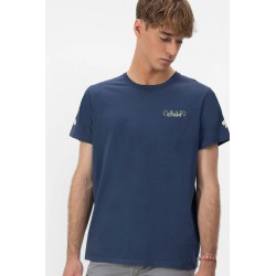 Camiseta azul marino orgánica elPulpo | Estampados y logo bordado
