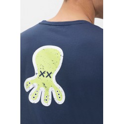 Camiseta azul marino orgánica elPulpo | Estampados y logo bordado