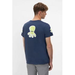 Camiseta azul marino orgánica elPulpo | Estampados y logo bordado