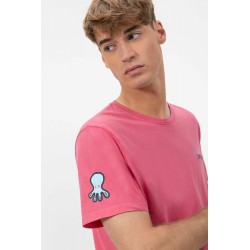 Camiseta rosa orgánica elPulpo | Estampados y logo bordado