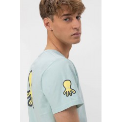Camiseta verde agua elPulpo de algodón orgánico | Estilo fresco y eco