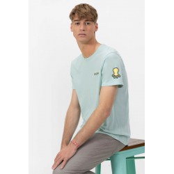 Camiseta verde agua elPulpo de algodón orgánico | Estilo fresco y eco