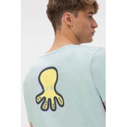 Camiseta verde agua elPulpo de algodón orgánico | Estilo fresco y eco