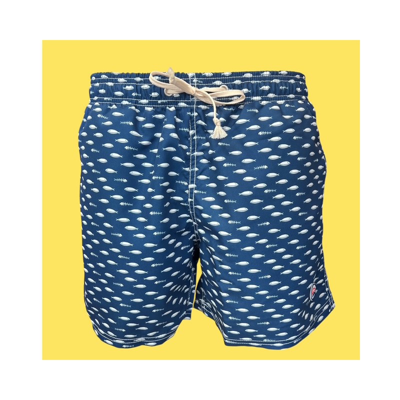 Bañador hombre Eolo peces fondo azul marino | Estilo náutico y comodidad Bañador hombre Eolo peces fondo azul marino | Estilo náutico y comodidad