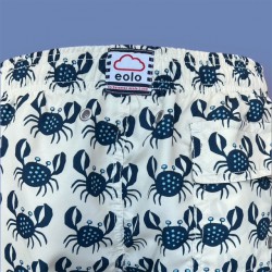 Bañador hombre Eolo blanco con cangrejos azul marino | Estilo náutico