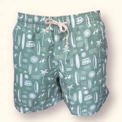 Bañador verde con estampado surf playero para hombre | Eolo