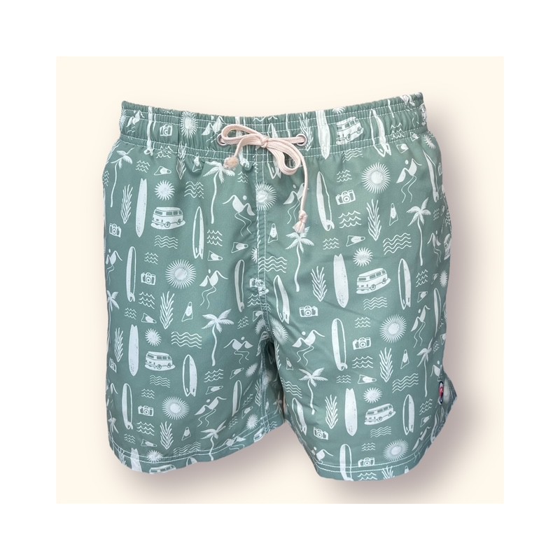 Bañador verde con estampado surf playero para hombre | Eolo Bañador verde con estampado surf playero para hombre | Eolo