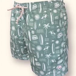 Bañador verde con estampado surf playero para hombre | Eolo