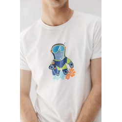 Camiseta Blanca Hombre – elPulpo Snorkel | Algodón Orgánico