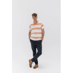Camiseta Rayas Naranja El Pulpo | Algodón Orgánico y Moda Náutica en Eolo Sanxenxo
