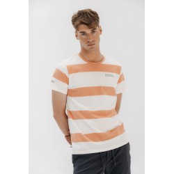 Camiseta Rayas Naranja El Pulpo | Algodón Orgánico y Moda Náutica en Eolo Sanxenxo