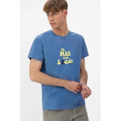 Camiseta Azul El Mar Todo Lo Cura El Pulpo | Algodón Orgánico y Descuento en Eolo Sanxenxo