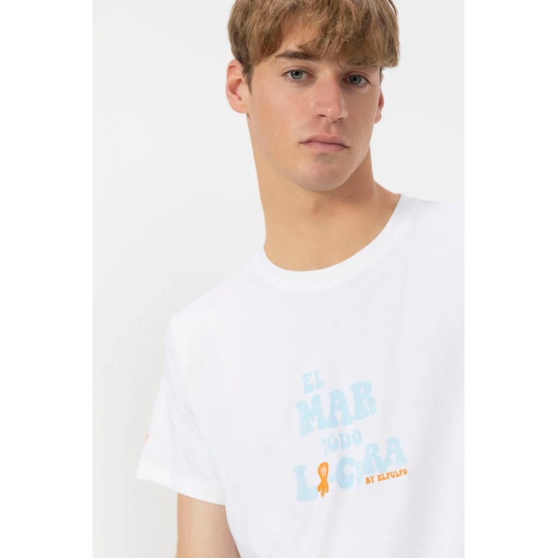 Camiseta Blanca El Mar Todo Lo Cura El Pulpo | Algodón Orgánico en Eolo Sanxenxo Camiseta Blanca El Mar Todo Lo Cura El Pulpo | Algodón Orgánico en Eolo Sanxenxo