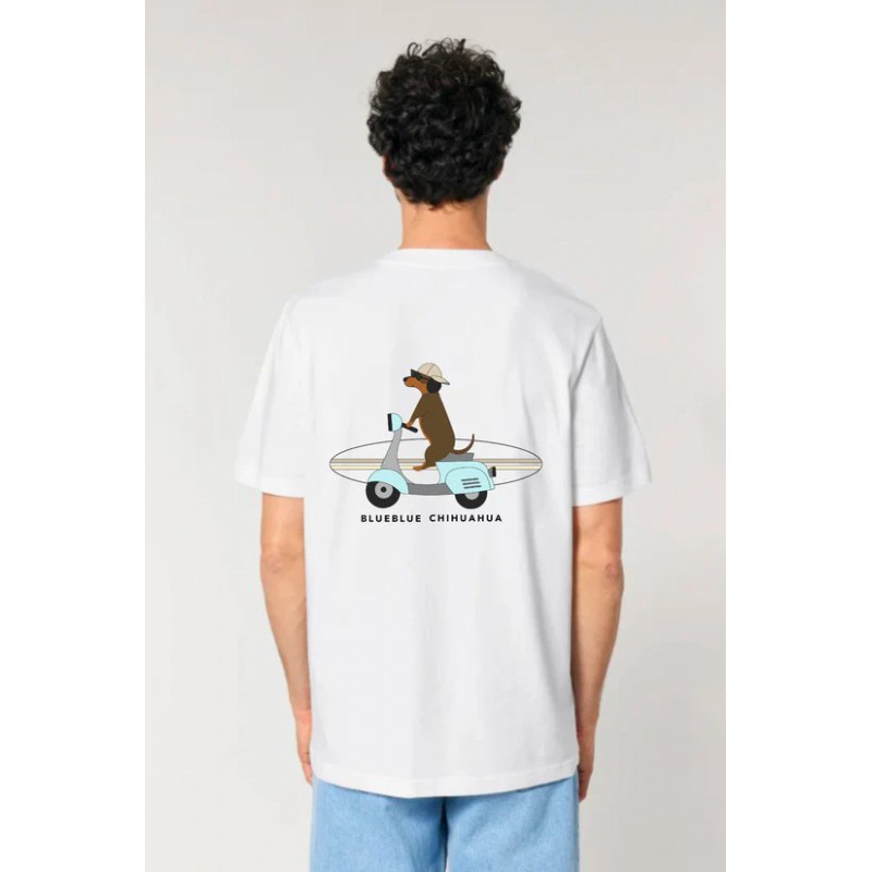Camiseta Motero Surfero Blue Blue Chihuahua Hombre | Algodón orgánico sostenible Camiseta Motero Surfero Blue Blue Chihuahua Hombre | Algodón orgánico sostenible