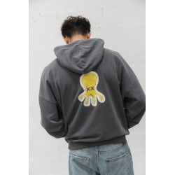 Sudadera Unisex Gris con Print Pulpo – Estilo Urbano
