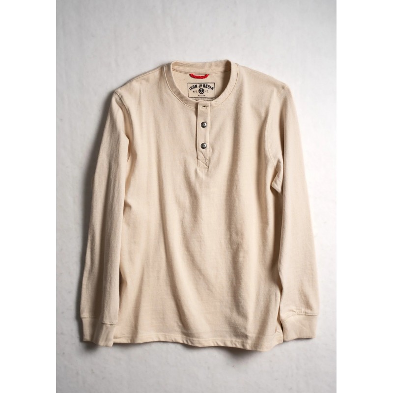 Camiseta Henley Iron & Resin Beige Crudo | Manga Larga Algodón Camiseta Henley Iron & Resin Beige Crudo | Manga Larga Algodón
