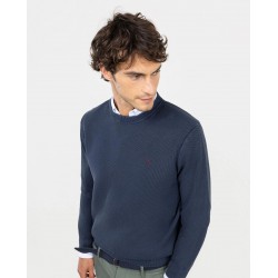 Jersey piqué estructura garment dyed azul marino El Ganso para hombre